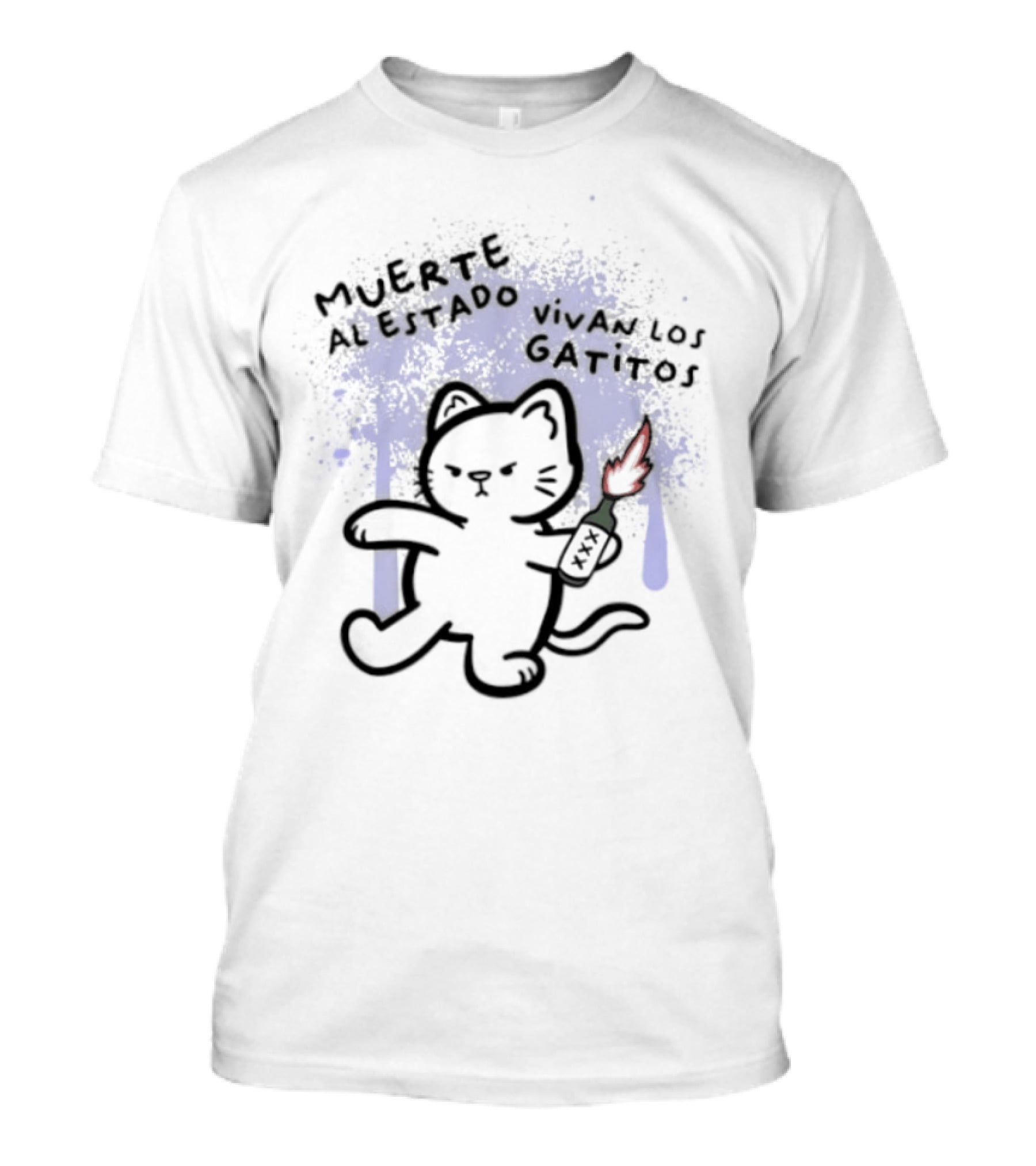 Muerte Al Estado Vivan Los Gatitos Anarchist Cat Molotov T-Shirt