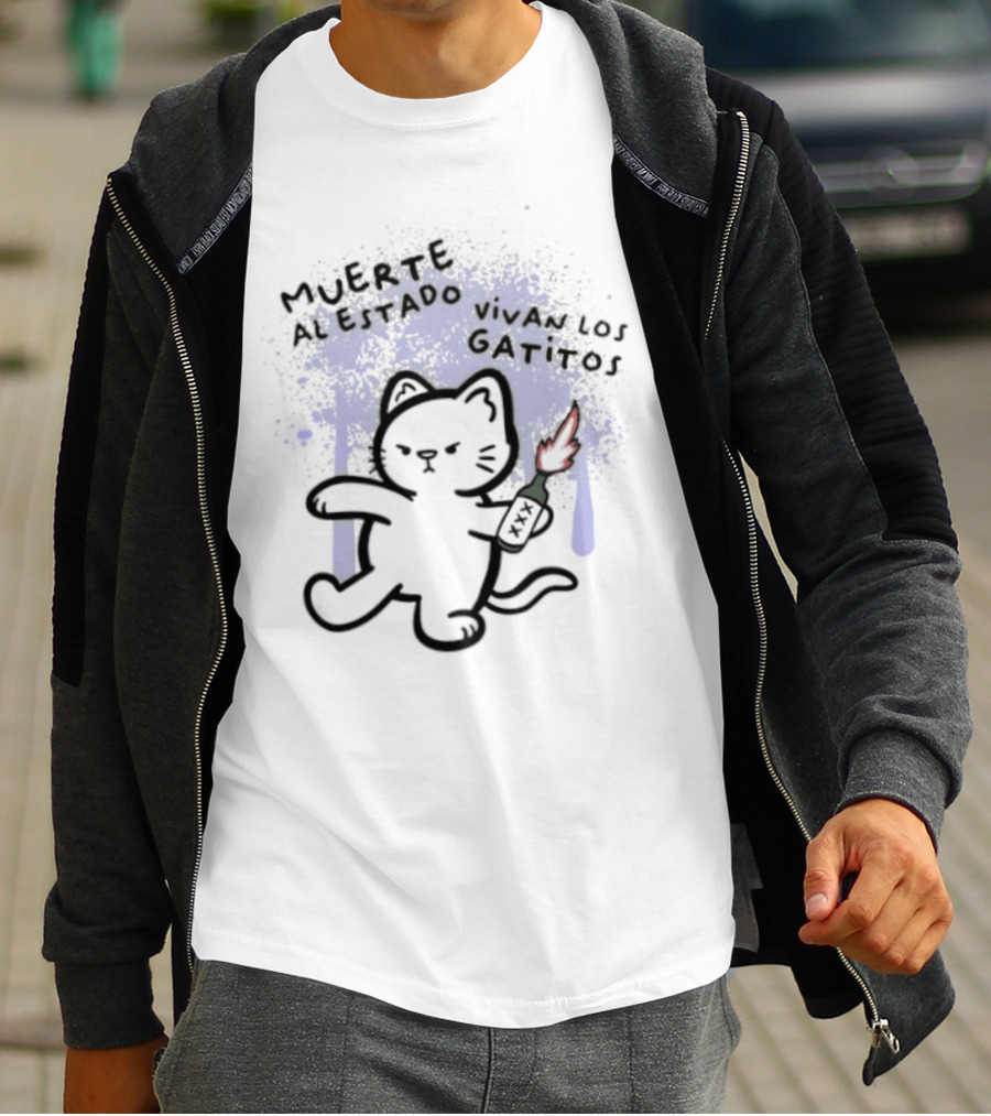 Muerte Al Estado Vivan Los Gatitos Anarchist Cat Molotov T-Shirt