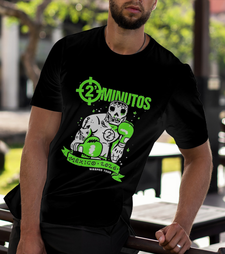 2 Minutos Mexico 2026 Skeleton Boxer Warped Tour T-Shirt