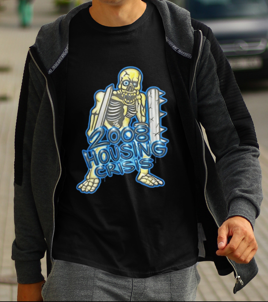 2008 Housing Crisis Skeleton Economic Crash Iconic Visual Representation T-Shirt