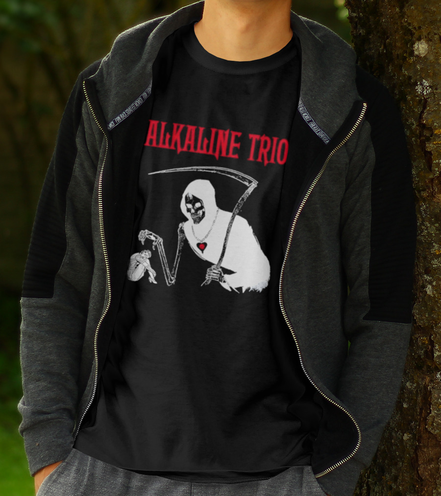 Alkaline Trio Grim Reaper Scythe Heart Skeleton T-Shirt