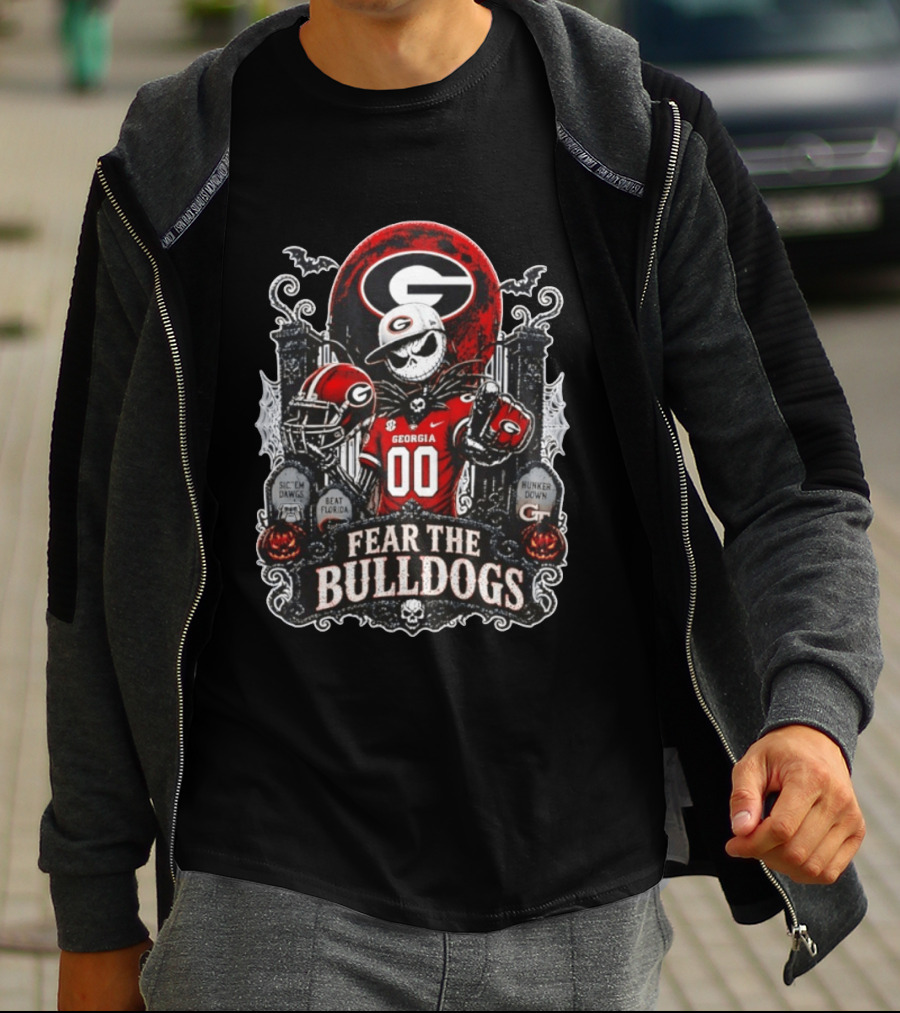 Fear The Bulldogs Georgia Jack Skellington Halloween 2026 Sic 'Em Dawgs Beat Florida Hunker Down T-Shirt
