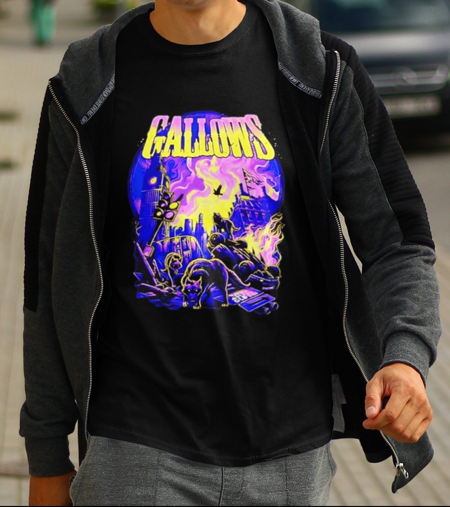 Gallows London Big Ben Wolf Apocalypse Urban Chaos Scene T-Shirt