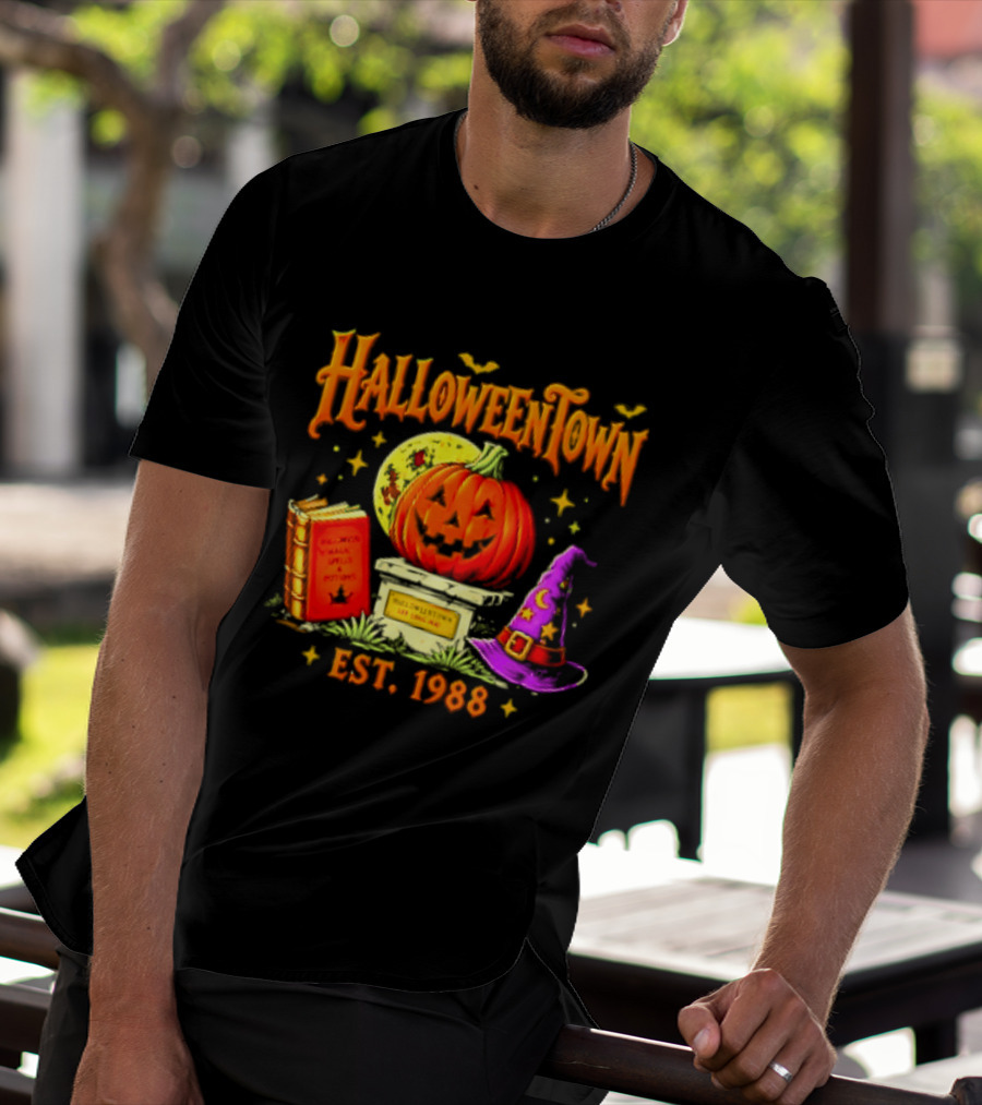 Halloweentown Est 1988 Magic Spells And Potions Pumpkin Witch Hat Book T-Shirt