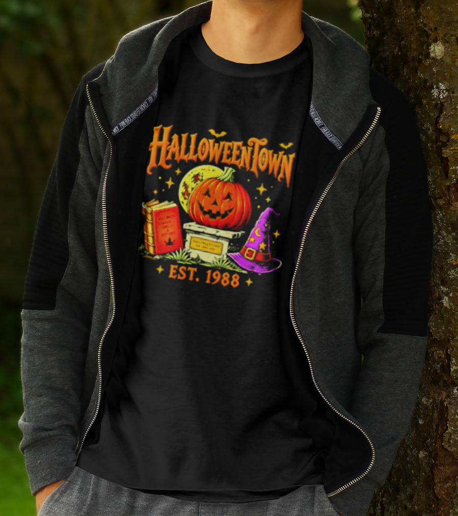 Halloweentown Est 1988 Magic Spells And Potions Pumpkin Witch Hat Book T-Shirt