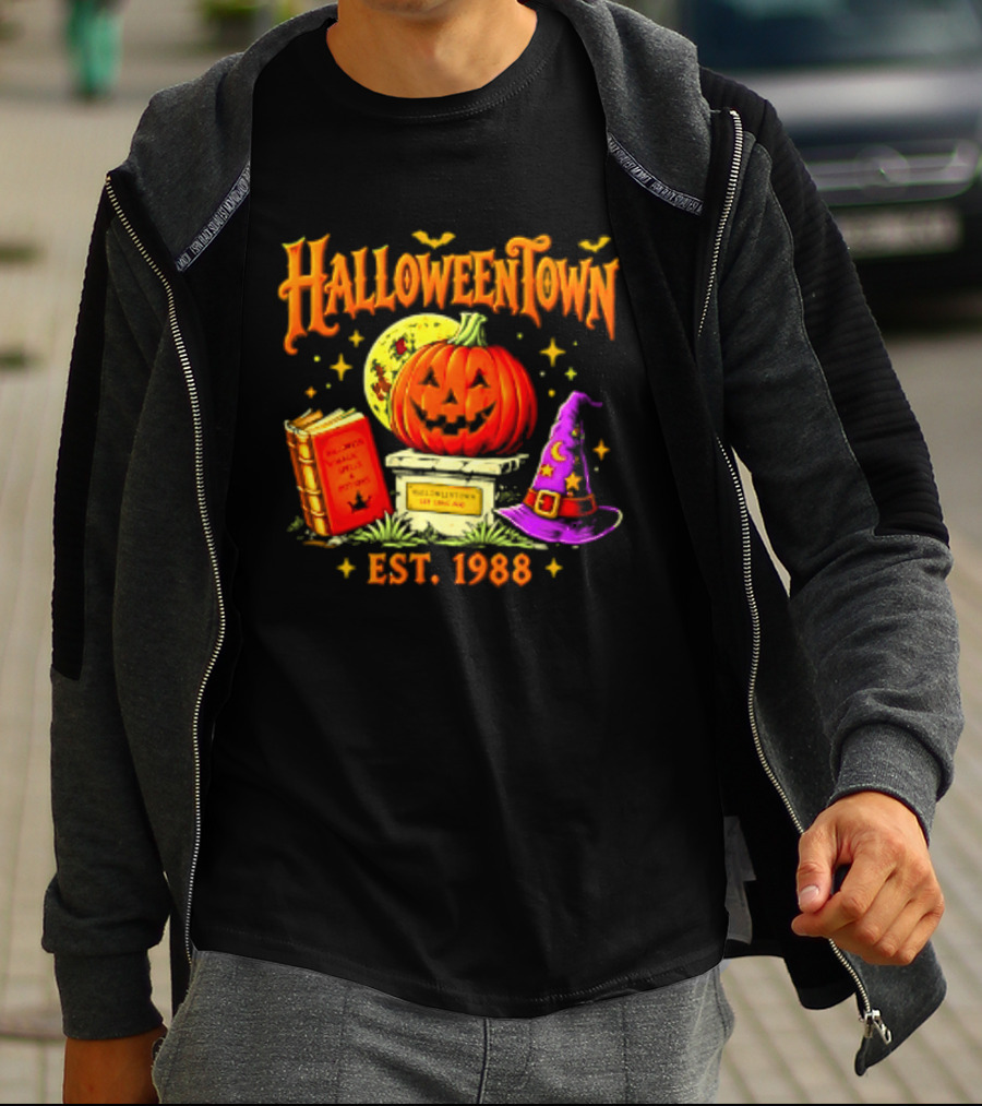 Halloweentown Est 1988 Magic Spells And Potions Pumpkin Witch Hat Book T-Shirt
