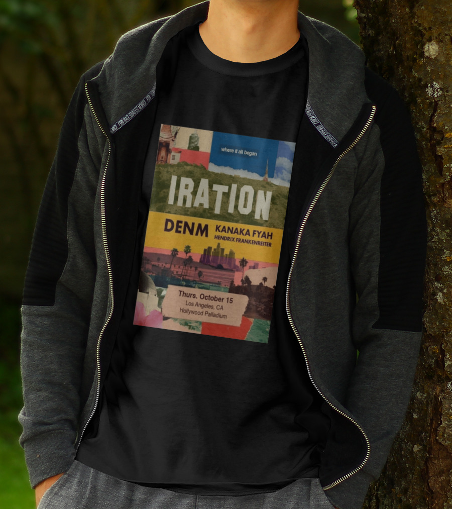 Iration Concert Los Angeles October 15 2026 Hollywood Palladium Featuring DENM Kanaka Fyah Hendrix Frankenreiter T-Shirt