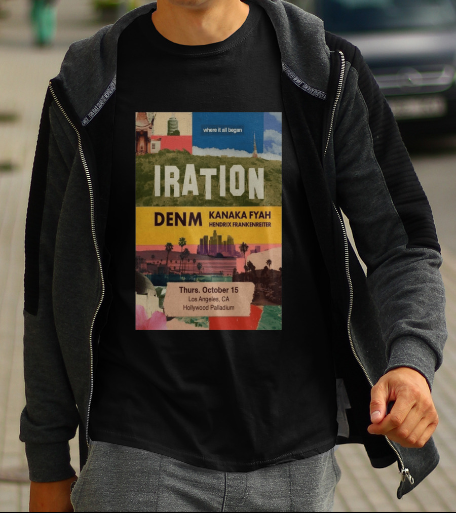 Iration Concert Los Angeles October 15 2026 Hollywood Palladium Featuring DENM Kanaka Fyah Hendrix Frankenreiter T-Shirt
