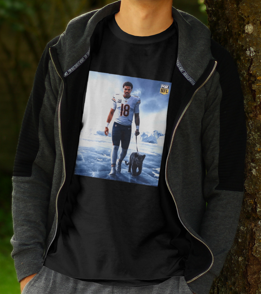 Chicago Bears Caleb Williams Black Panther NFL Ice Walk T-Shirt