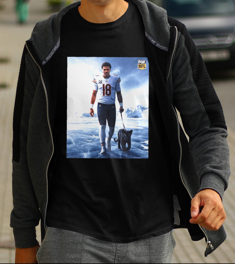 Chicago Bears Caleb Williams Black Panther NFL Ice Walk T-Shirt