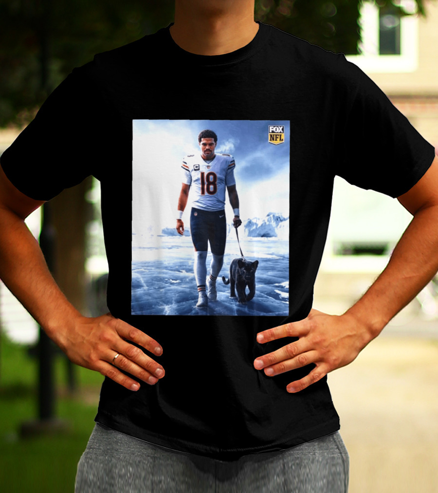 Chicago Bears Caleb Williams Black Panther NFL Ice Walk T-Shirt