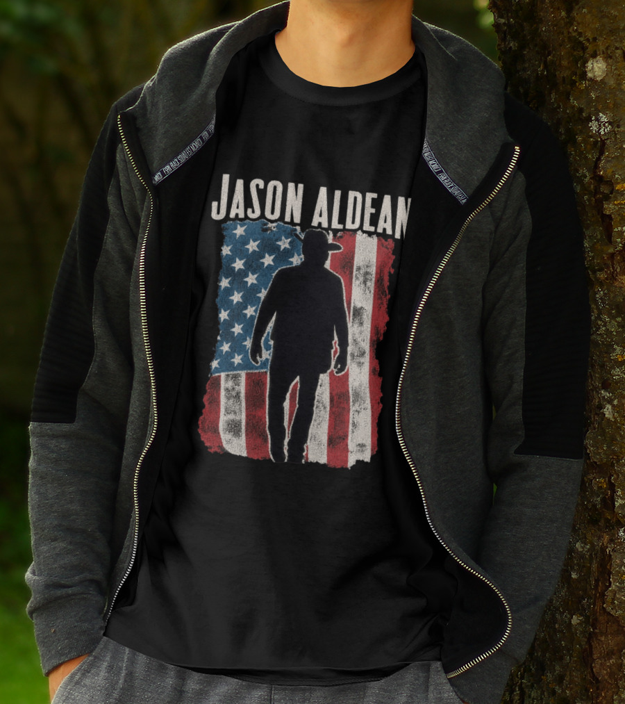Jason Aldean Tour 2026 American Flag Cowboy T-Shirt