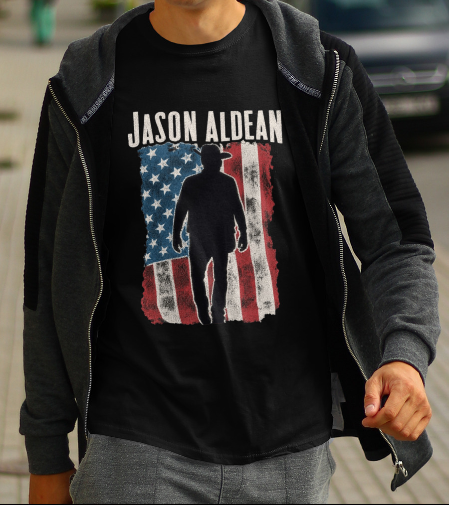 Jason Aldean Tour 2026 American Flag Cowboy T-Shirt