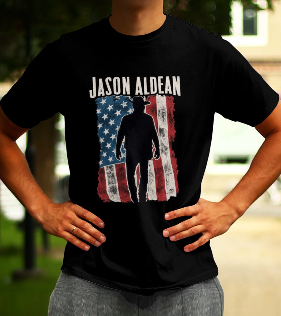 Jason Aldean Tour 2026 American Flag Cowboy T-Shirt