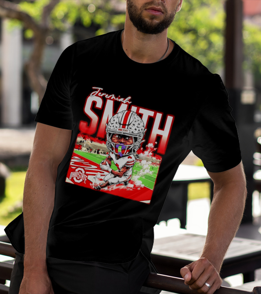 Jeremiah Smith Ohio State Buckeyes NCAA Player Running Caricature T-Shirt