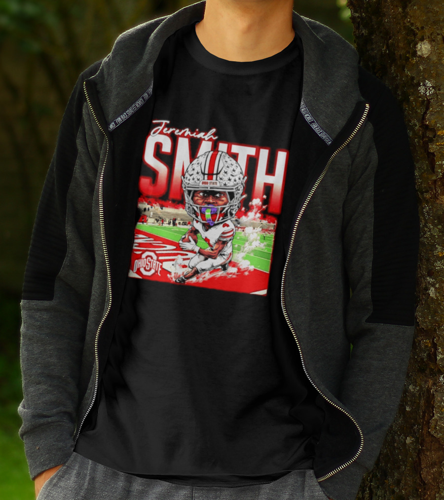 Jeremiah Smith Ohio State Buckeyes NCAA Player Running Caricature T-Shirt