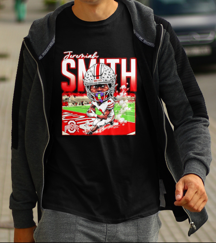 Jeremiah Smith Ohio State Buckeyes NCAA Player Running Caricature T-Shirt