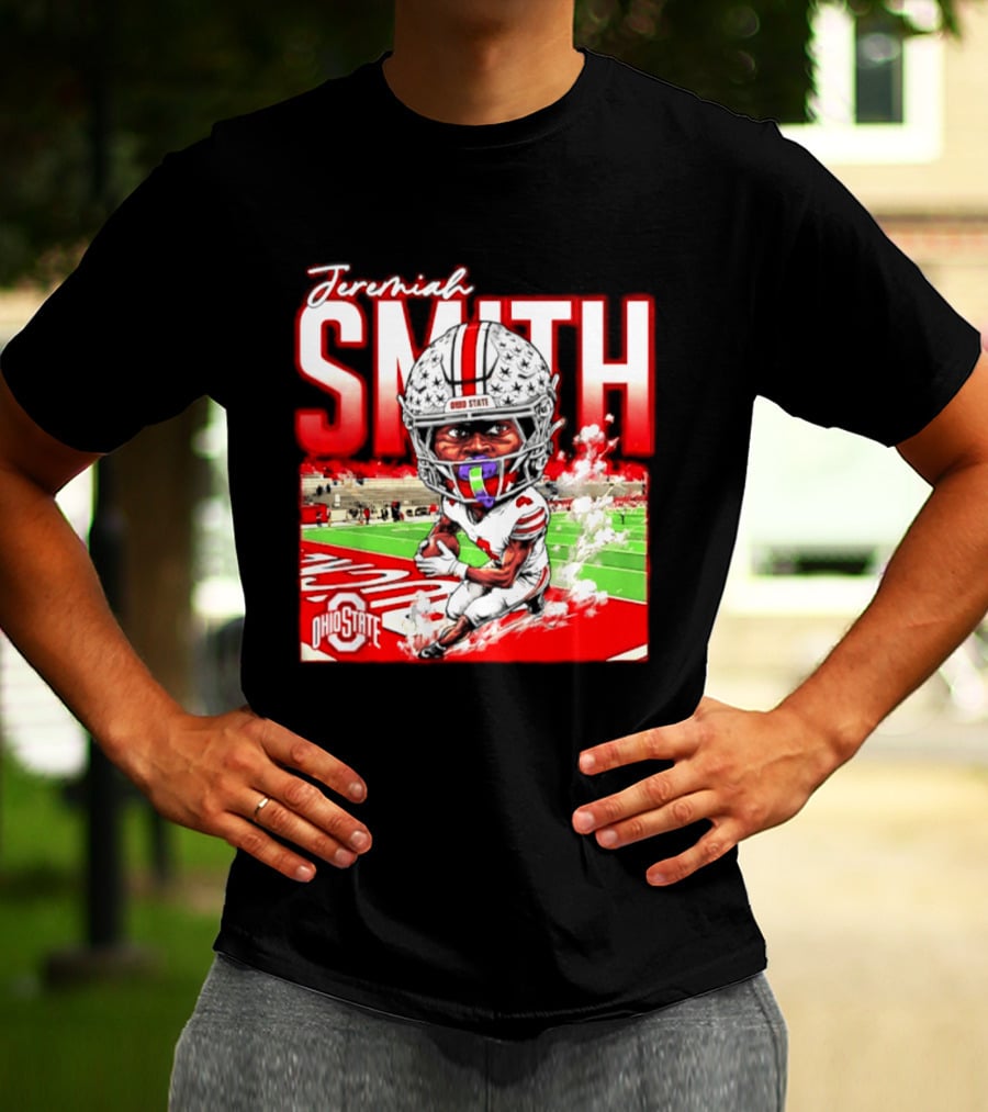 Jeremiah Smith Ohio State Buckeyes NCAA Player Running Caricature T-Shirt