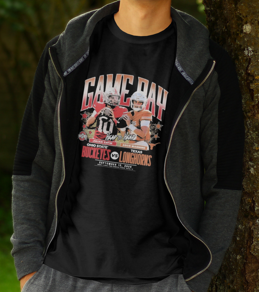Ohio State Buckeyes Vs Texas Longhorns Julian Sayin Arch Manning Gameday September 12 2026 T-Shirt