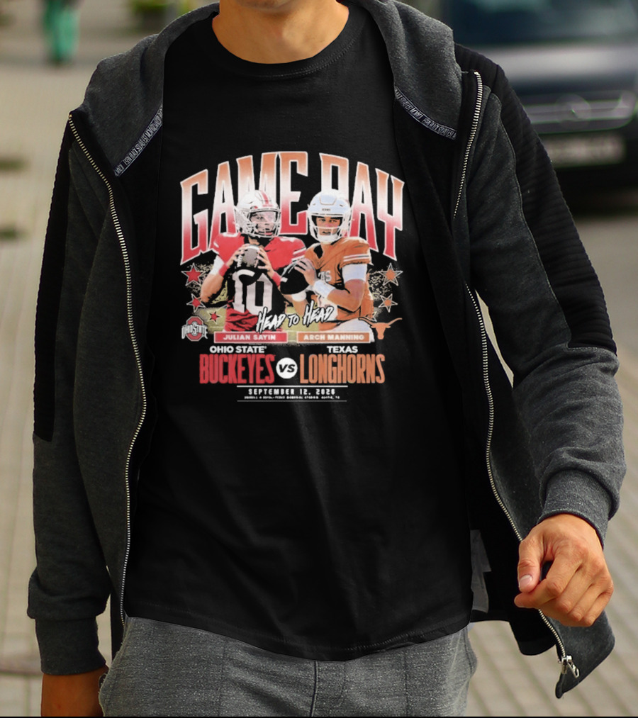 Ohio State Buckeyes Vs Texas Longhorns Julian Sayin Arch Manning Gameday September 12 2026 T-Shirt