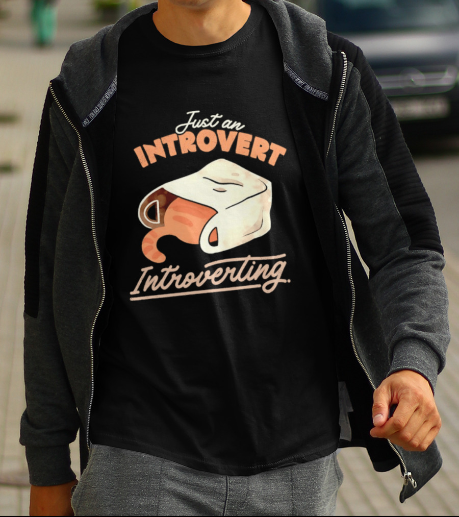 Just An Introvert Introverting Cat In A Bag T-Shirt