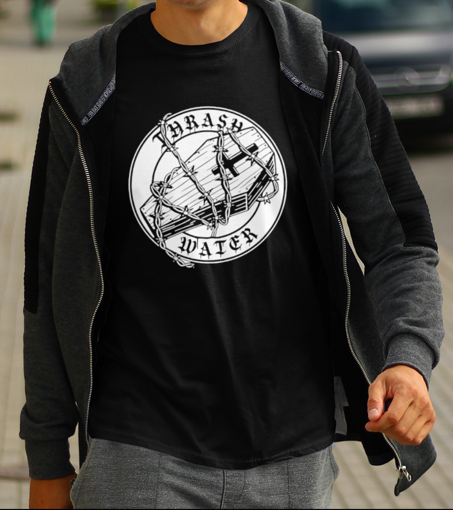 Thrash Water Coffin Barbed Wire Hardcore Punk Circle T-Shirt
