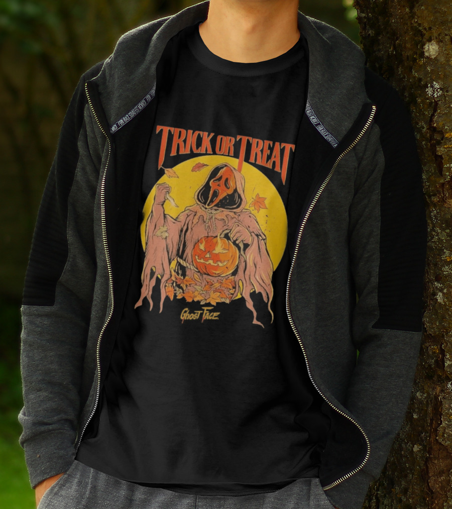 Trick Or Treat Ghost Face Pumpkin Cavity Colors Halloween T-Shirt