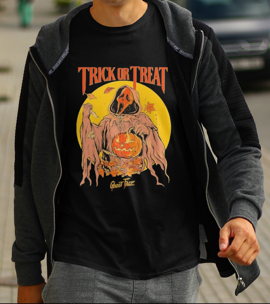 Trick Or Treat Ghost Face Pumpkin Cavity Colors Halloween T-Shirt