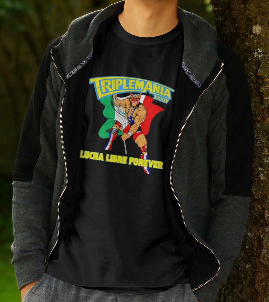 Triplemania XXXIV Lucha Libre Forever Wrestler Mexican Flag T-Shirt
