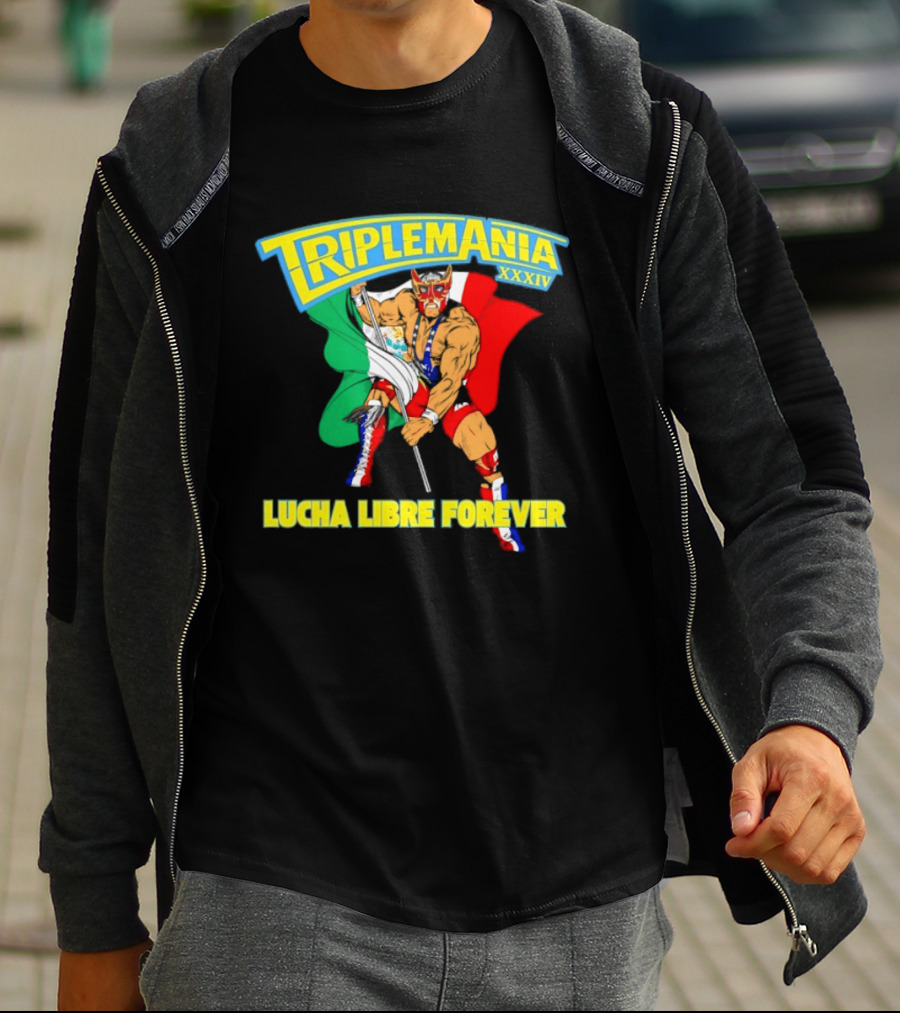 Triplemania XXXIV Lucha Libre Forever Wrestler Mexican Flag T-Shirt
