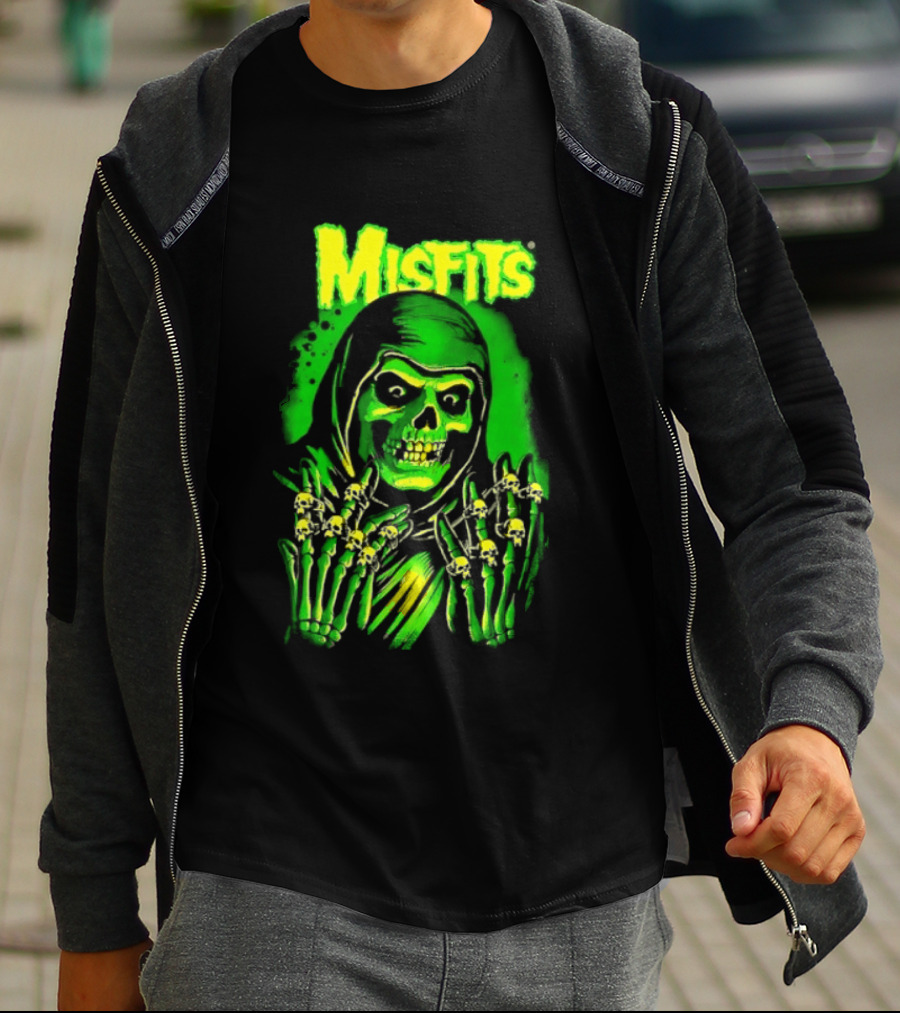 Misfits Fiend Club 26 Punk Rock Jerry Only Skull Neon Green T-Shirt