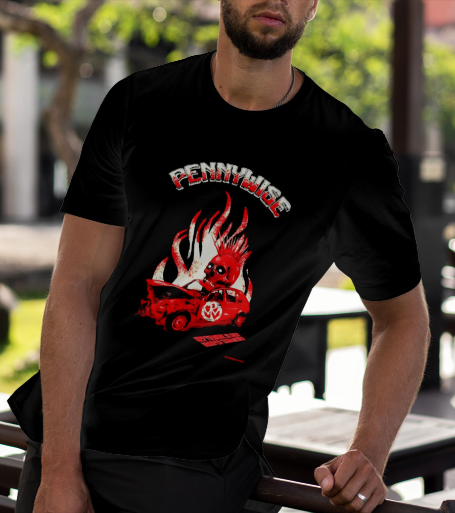 Pennywise Punk Rock Skull Flames Car Warped Tour T-Shirt