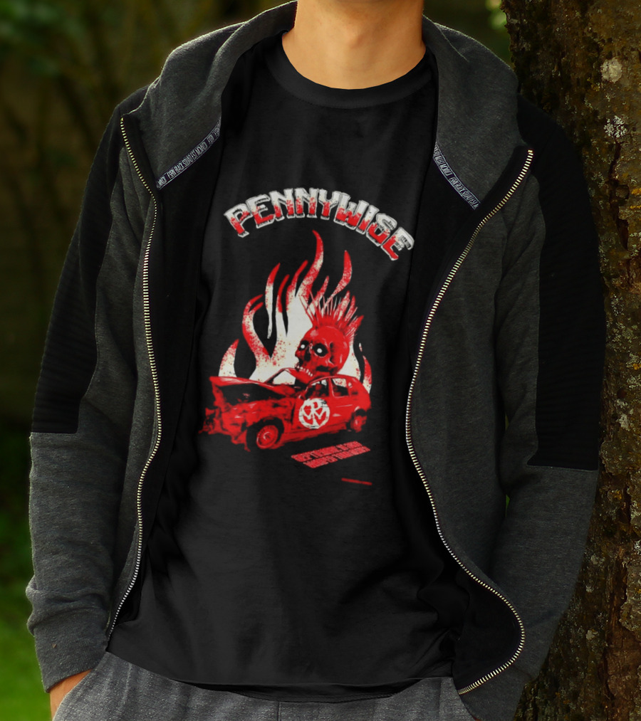Pennywise Punk Rock Skull Flames Car Warped Tour T-Shirt