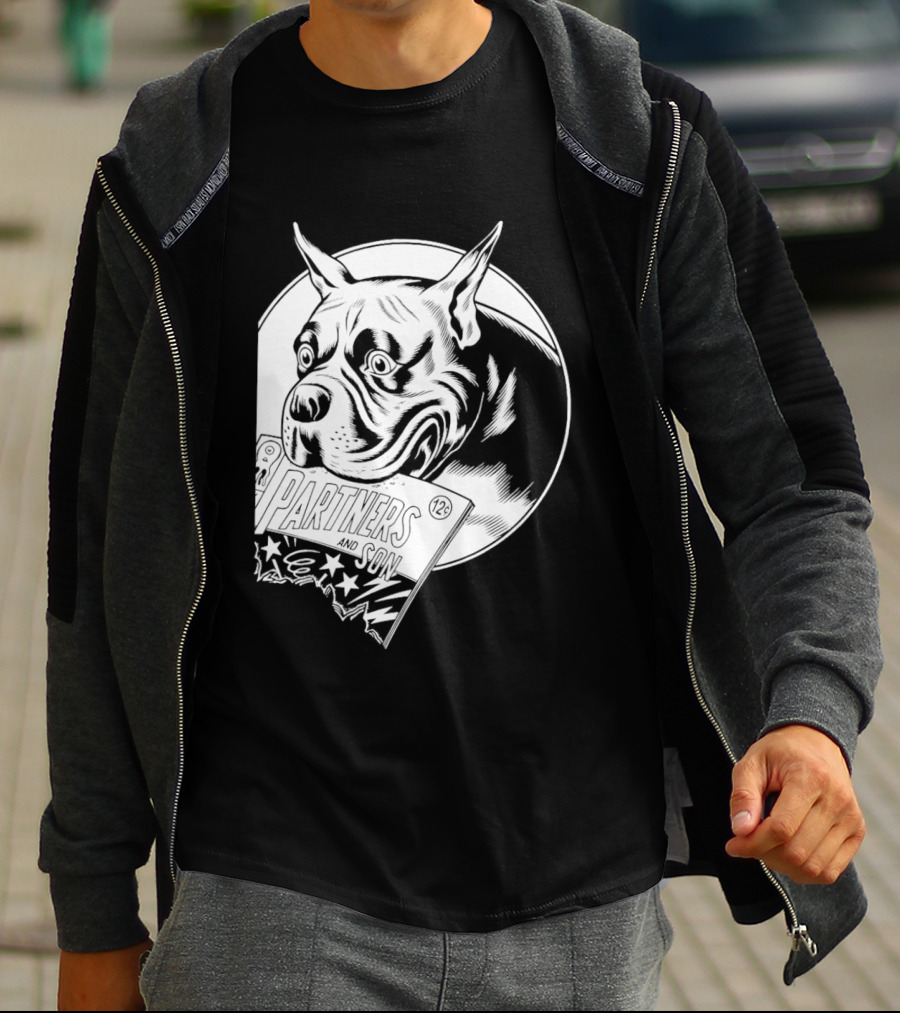 Pitbull Dog Comic Book With Biting Graphic And Stars T-Shirt