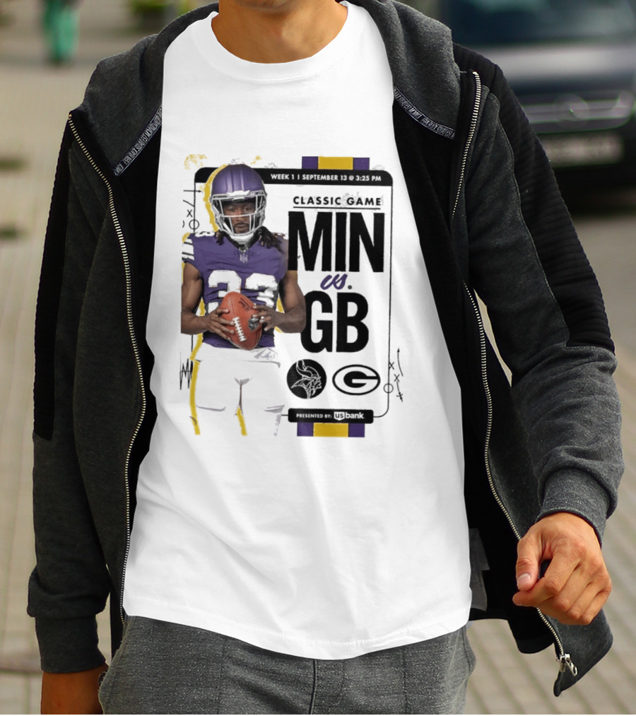 Minnesota Vikings Versus Green Bay Packers Classic Game Aaron Jones MIN GB T-Shirt