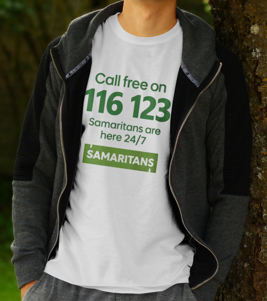 Aston Villa Together Against Suicide Samaritans 116 123 Call Free 24/7 T-Shirt