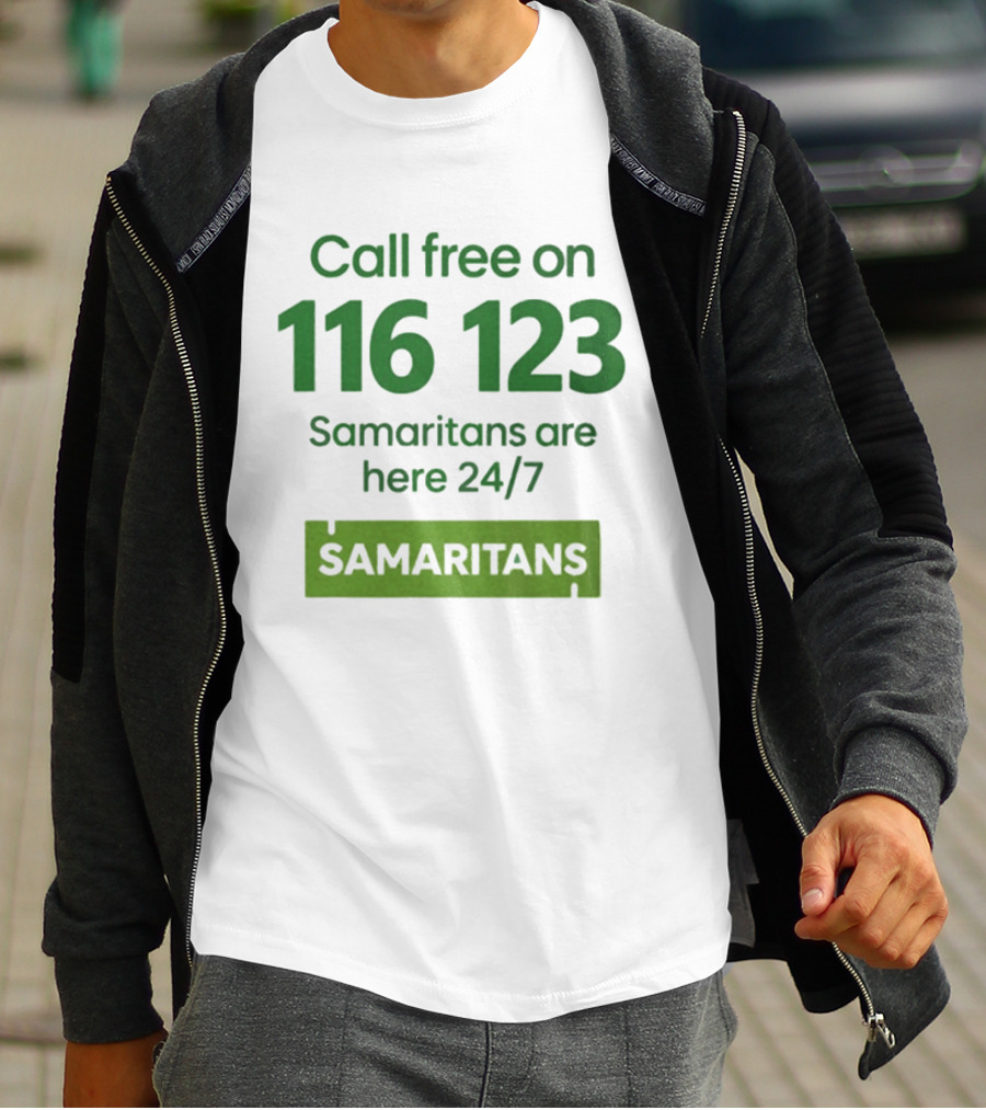 Aston Villa Together Against Suicide Samaritans 116 123 Call Free 24/7 T-Shirt