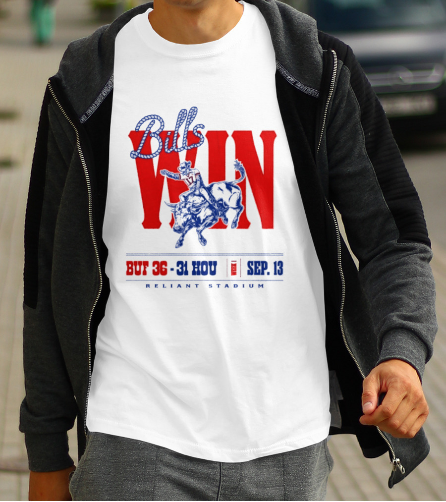 Bills Win BUF 36 31 HOU Week 1 Sep 13 Reliant Stadium Retro Style Football Victory Celebration T-Shirt