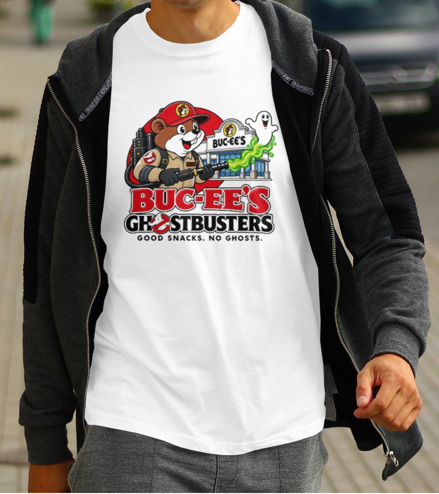 Buc Ee's Ghostbusters Good Snacks No Ghosts Ghostbuster T-Shirt