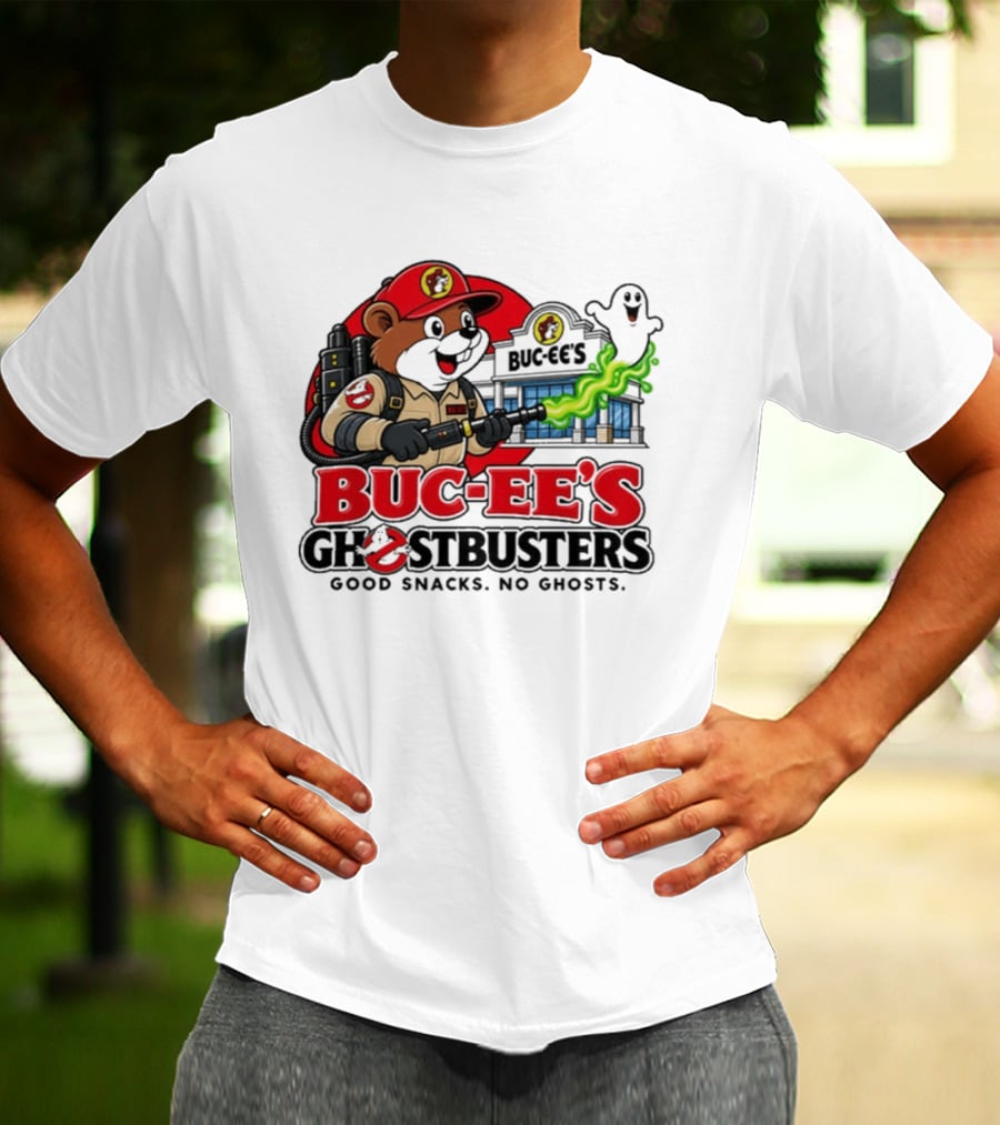 Buc Ee's Ghostbusters Good Snacks No Ghosts Ghostbuster T-Shirt