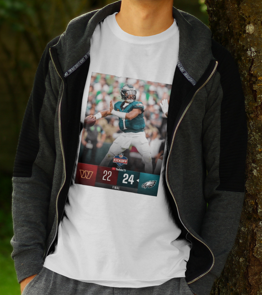 Jalen Hurts NFL Kickoff Philadelphia Eagles Victory 24 22 Final T-Shirt