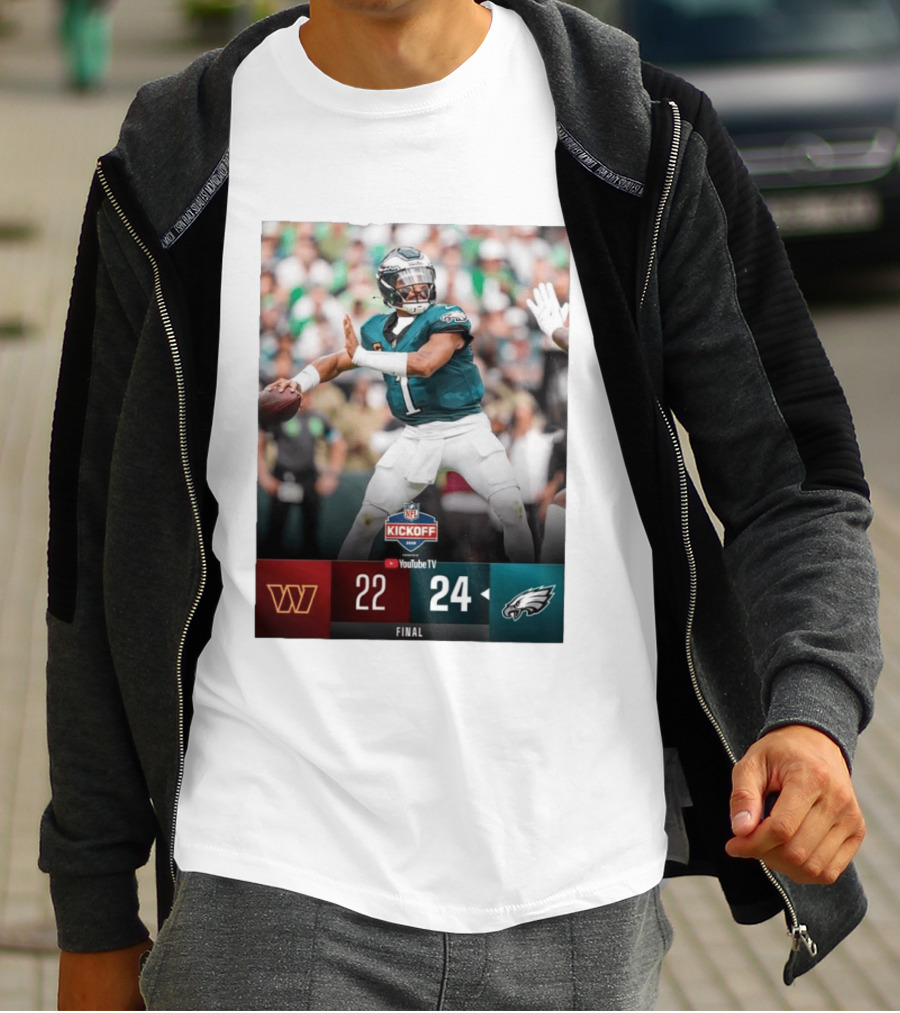 Jalen Hurts NFL Kickoff Philadelphia Eagles Victory 24 22 Final T-Shirt