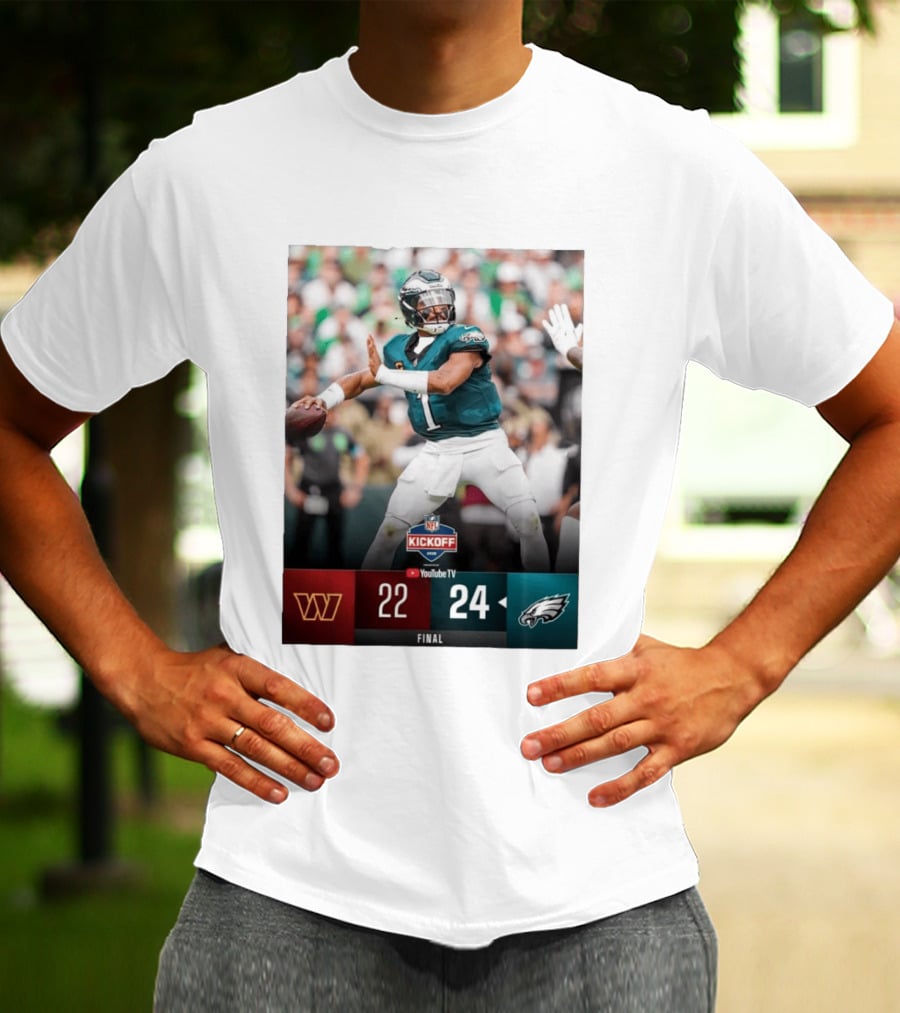 Jalen Hurts NFL Kickoff Philadelphia Eagles Victory 24 22 Final T-Shirt