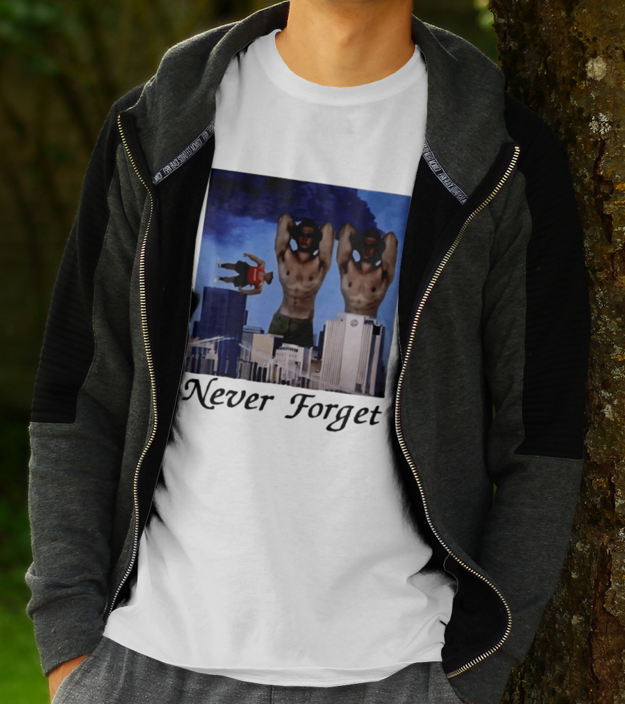Never Forget 9 11 Internet Meme Edgy Humor Floating Character Twin Towers T-Shirt