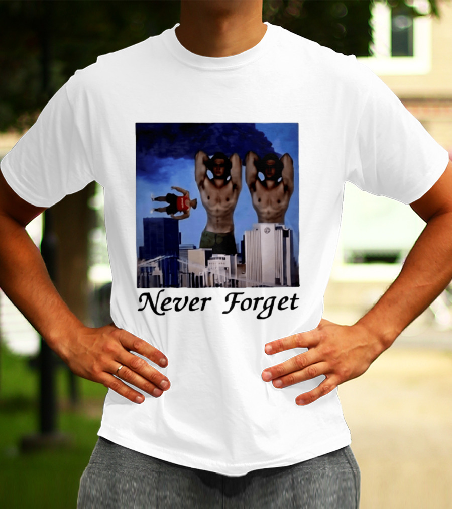 Never Forget 9 11 Internet Meme Edgy Humor Floating Character Twin Towers T-Shirt