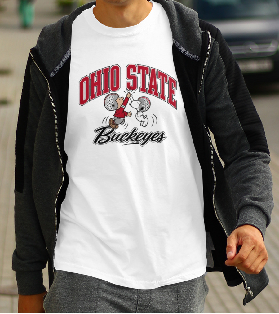 Ohio State Buckeyes Peanuts Characters Football Collaboration T-Shirt
