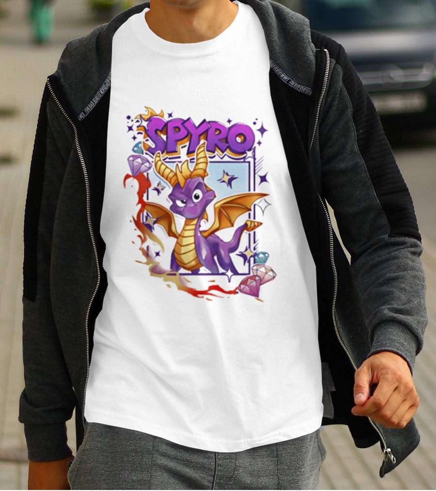 Spyro Purple Dragon Cartoon Polaroid Adventure T-Shirt