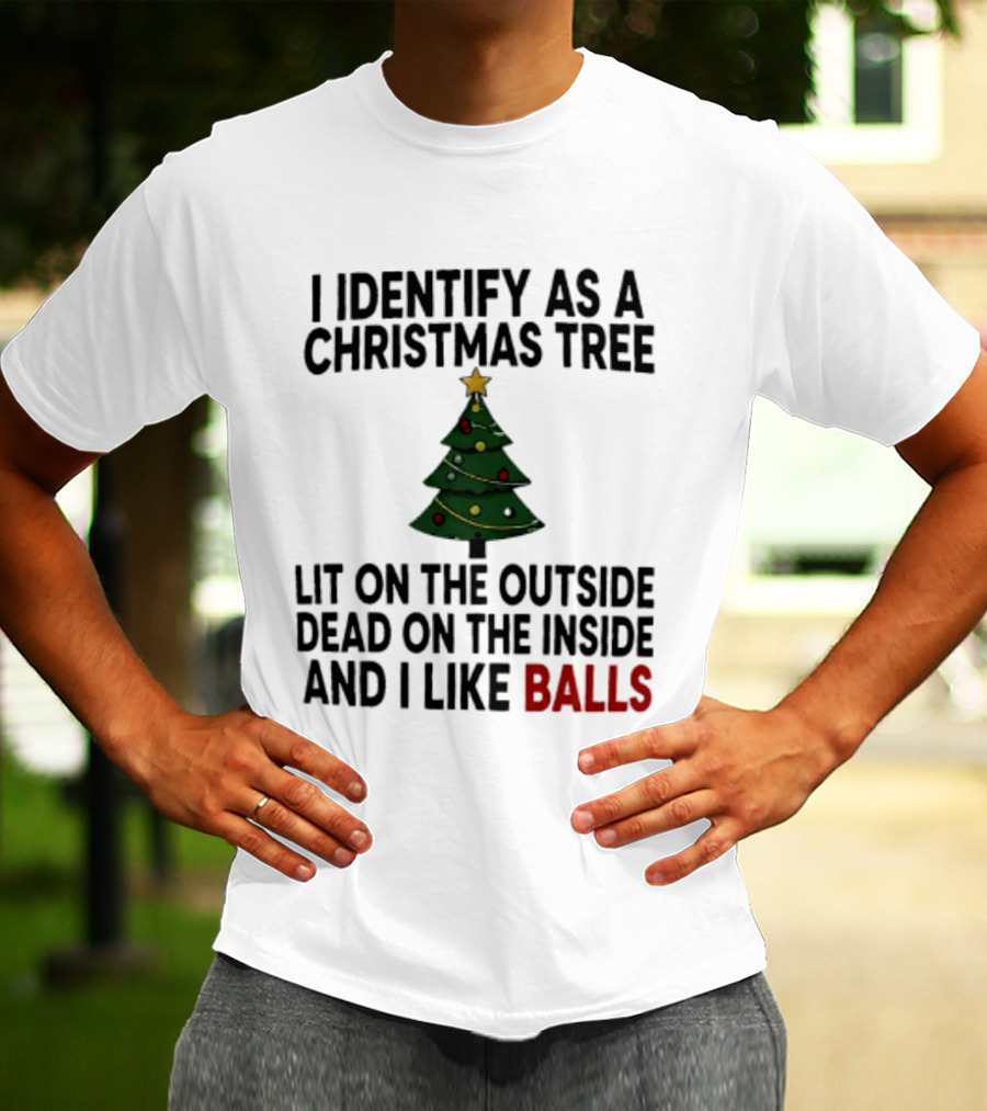 I Identify As A Christmas Tree Lit On The Outside Dead On The Inside And I Like Balls T-Shirt