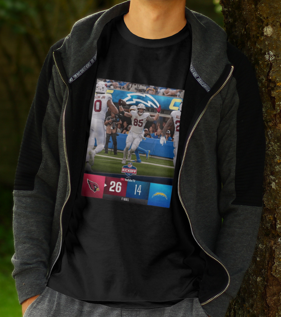 Arizona Cardinals 26 Vs Los Angeles Chargers 14 NFL Kickoff Final Score T-Shirt