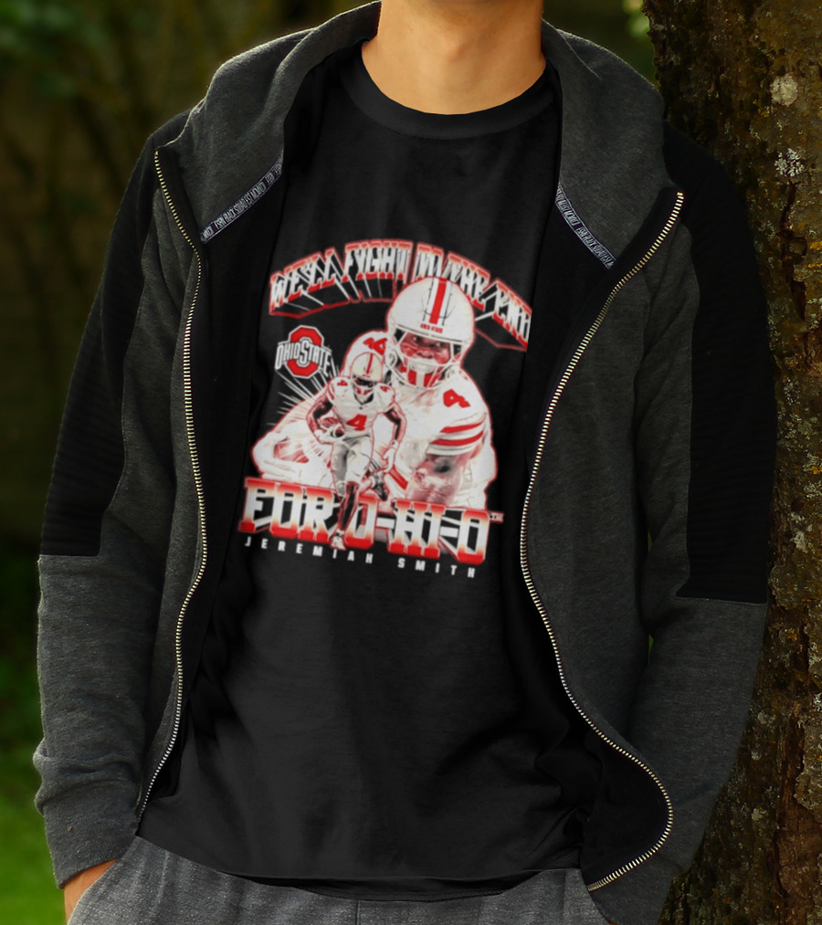 NCAA Ohio State Buckeyes Jeremiah Smith For O H I O We'll Fight To The End Player 4 T-Shirt
